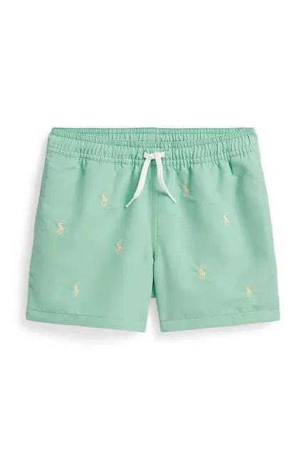 Шорты для купания детские с вышитым логотипом Polo Ralph Lauren, бирюзовый