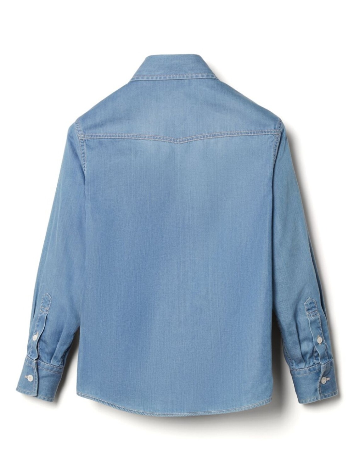 Brunello Cucinelli Kids джинсовая рубашка с длинными рукавами, синий — фото 2
