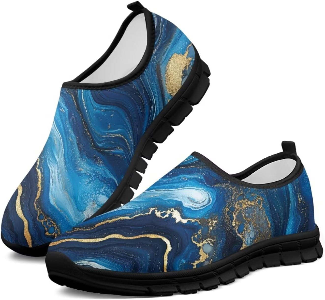 

Мужские слипоны Howilath, повседневные кроссовки для бега, противоскользящие лоферы, обувь без шнурков для путешествий и тренировок, Blue Marble Stripes