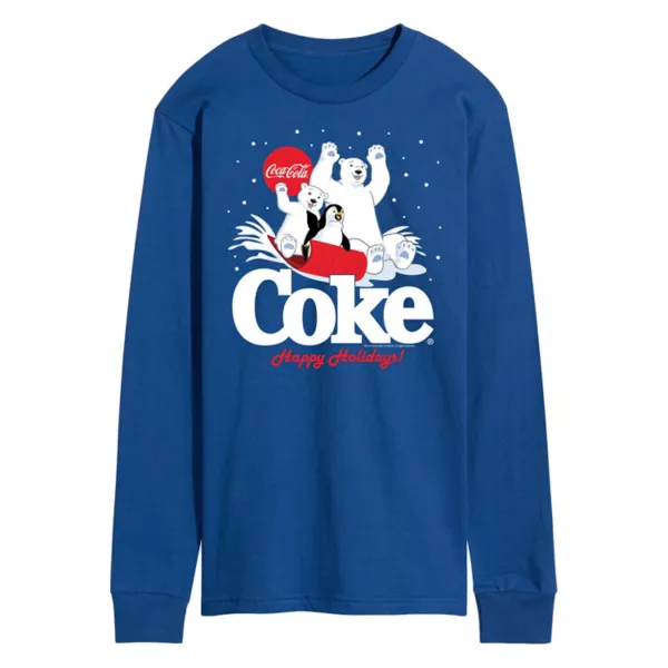 

Мужская футболка с длинным рукавом Cocacoal "Веселые праздники: катание на санках" Licensed Character, синий