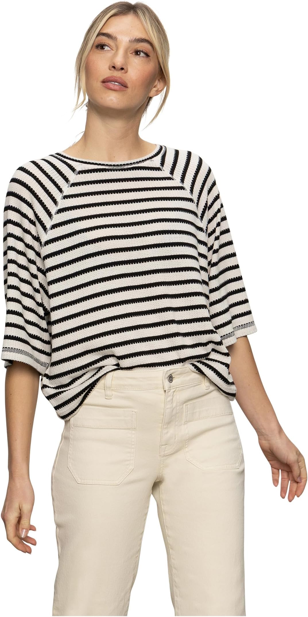 

Футболка Sanctuary Boxy Raglan Tee, цвет Black W/Light Oat Stripe