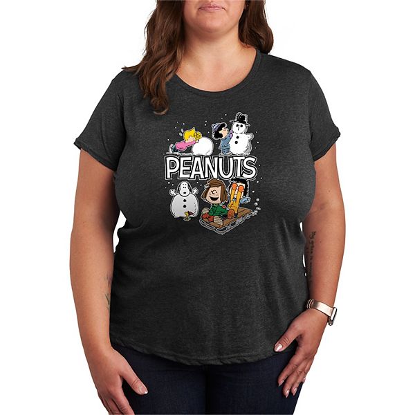 

Футболка с принтом Peanuts зимние стикеры Plus size Licensed Character, Heather Charcoal