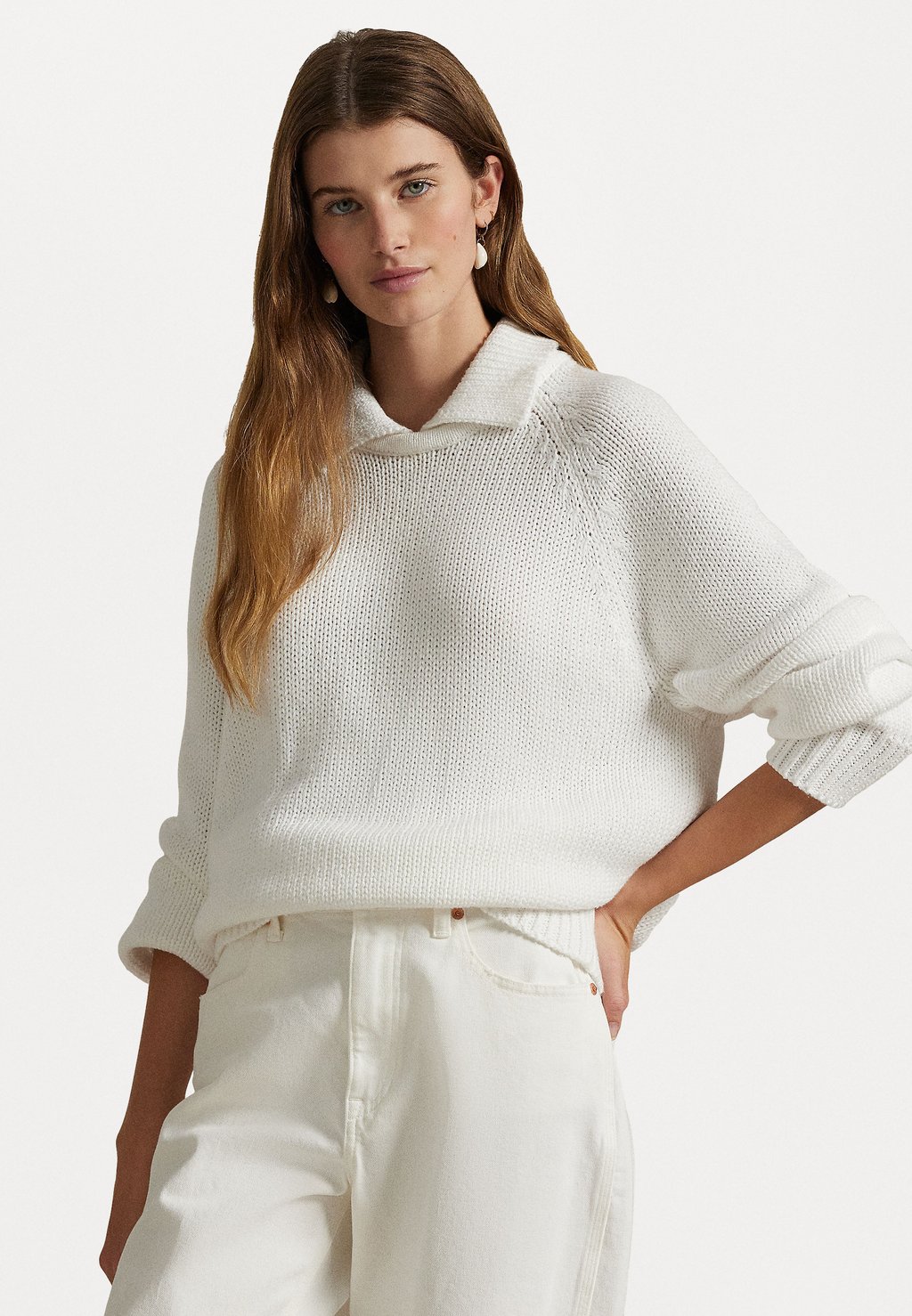 

Джемпер LAYERED COLLAR SWEATER Polo Ralph Lauren, белый