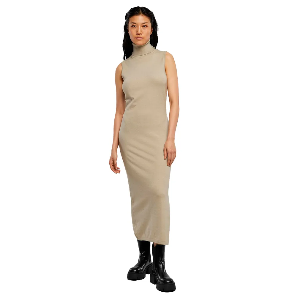 

Платье Urban Classics Knitted Eco Viscose Turtleneck sleeveless midi, бежевый
