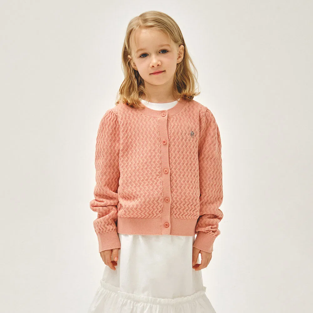 Детский вязаный кардиган W Pointelle Coral Pink от Marithé Kids