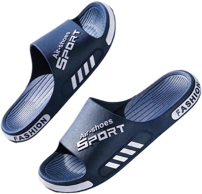 

Стильные и удобные всесезонные шлепанцы с быстрой сушкой: противоскользящие, легко чистящиеся ПВХ тапочки для дома и улицы Fmshi, темно-синий