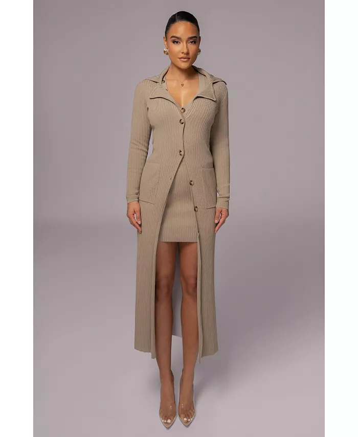 

Женская ребристая ветровка Lida JLUXLABEL, коричневый/бежевый