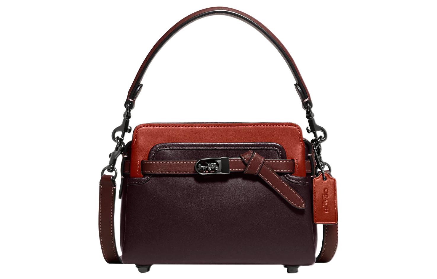 

COACH Кожаная сумка Тейт через плечо кроссбоди маленькая женская красная и тёмно-коричневая