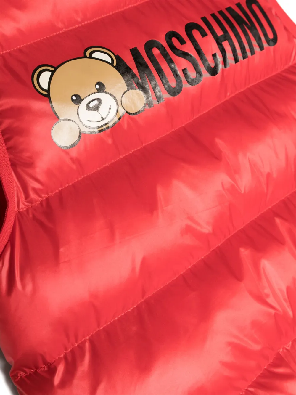 Дутый жилет с логотипом Moschino Kids, красный — фото 3