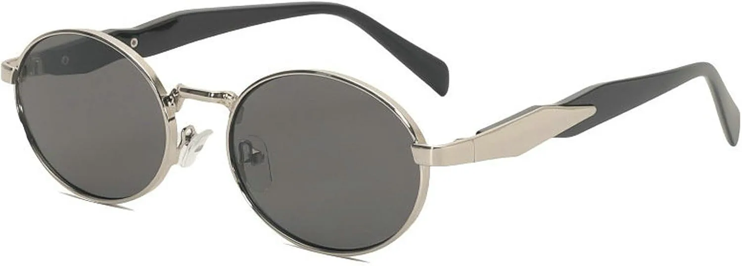 

COTIA 2025 Модные ретро-солнцезащитные очки овальной формы для женщин и мужчин, в стиле Y2K, винтажные, металлические, панк, солнцезащитные очки, Silver Grey