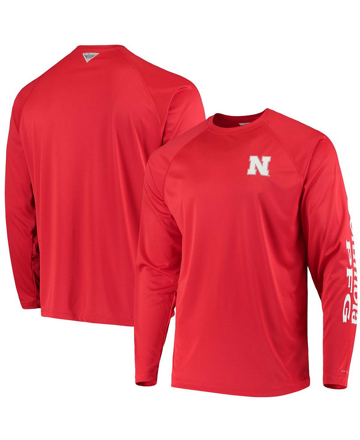 

Мужская футболка с длинным рукавом PFG Scarlet Nebraska Huskers Terminal Tackle Omni-Shade Columbia