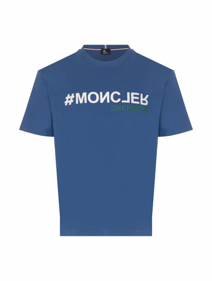 

Хлопковая футболка с логотипом Moncler, синий