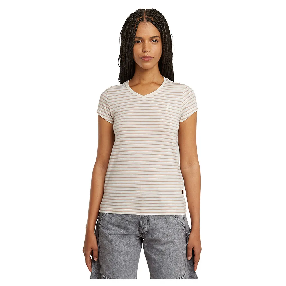 

Футболка G-Star Stripe Eyben Slim 2.0 short sleeve v neck, бежевый