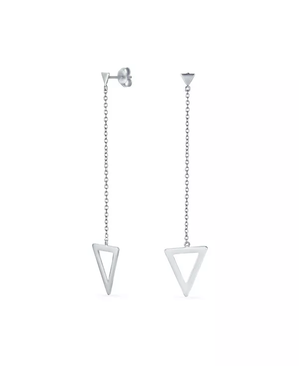 

Минималистичные геометрические серьги-подвески из стерлингового серебра 14 карат с треугольным дизайном Bling Jewelry, silver