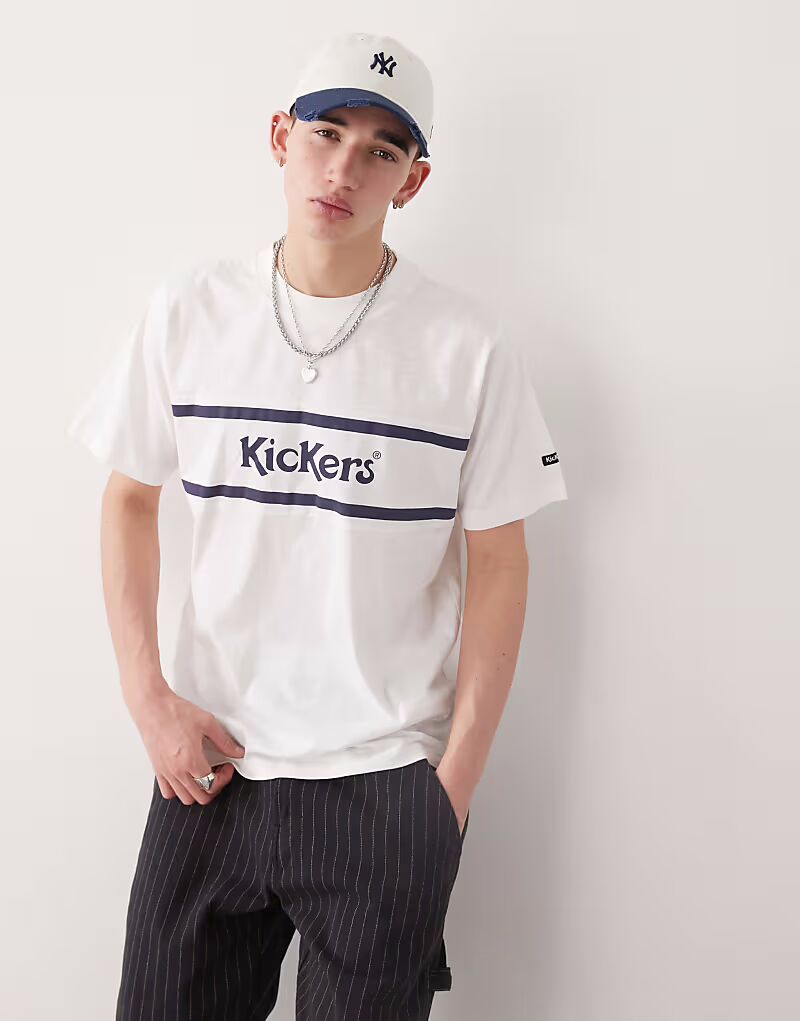 

Футболка Kickers oversize с темно-синим принтом в цвете экрю