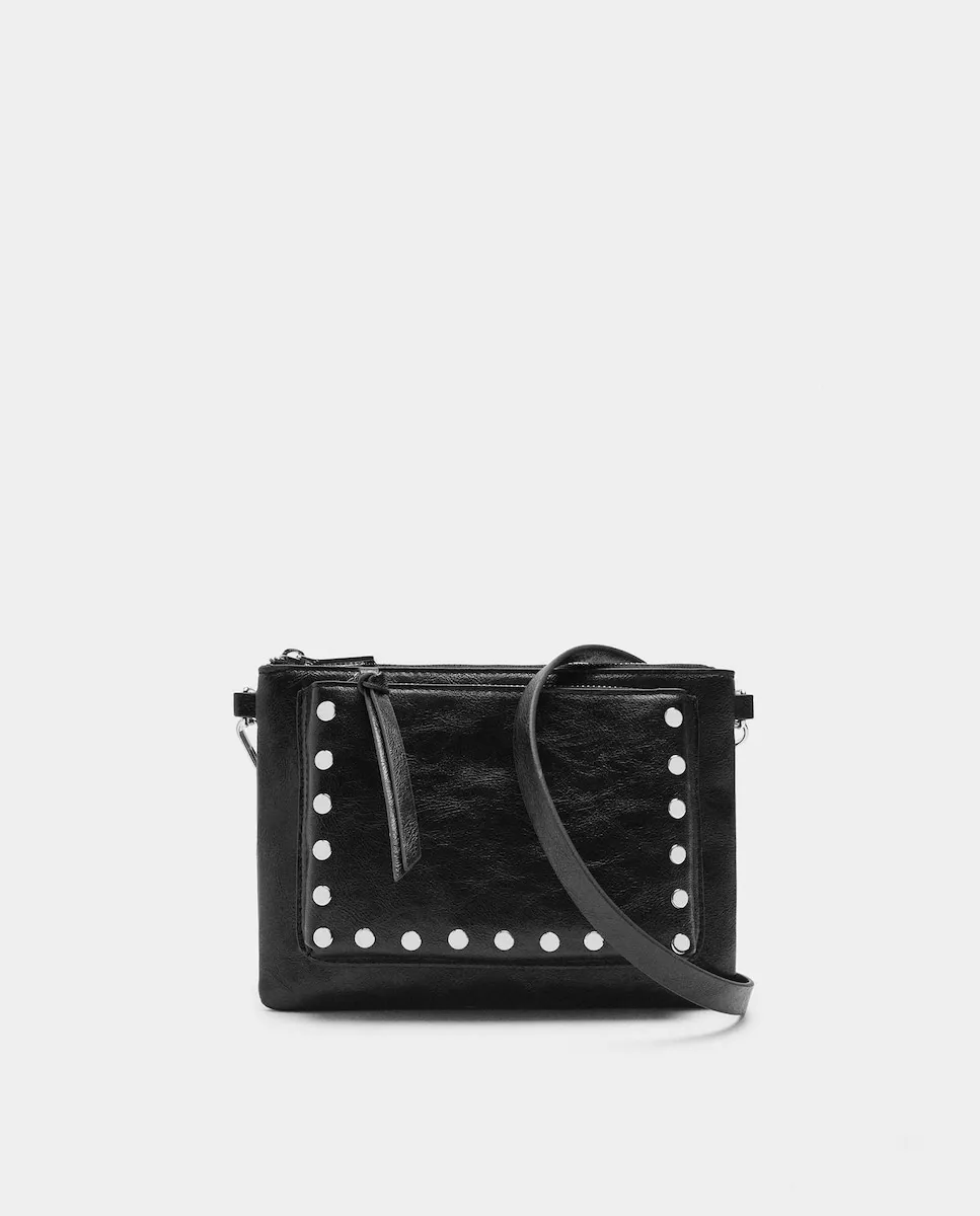 

Женская узкая сумка через плечо с заклепками и застежкой-молнией, однотонная Parfois, черный