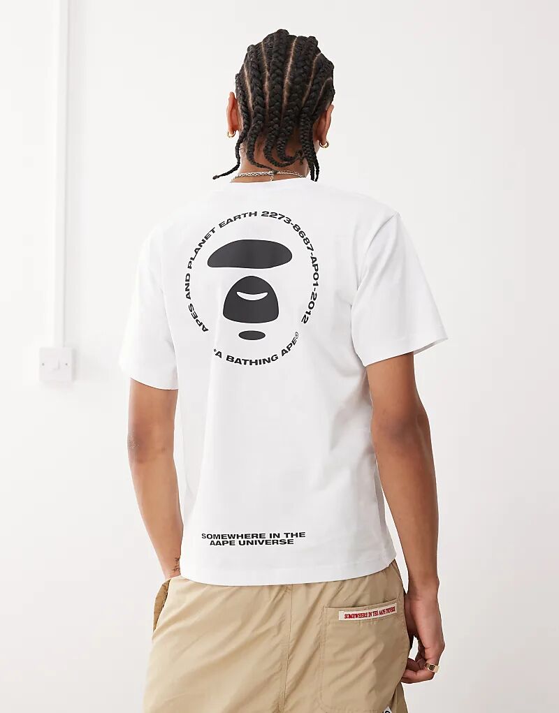

Футболка Aape by A Bathing Ape с принтом логотипа на спине, белая Aape By A Bathing Ape