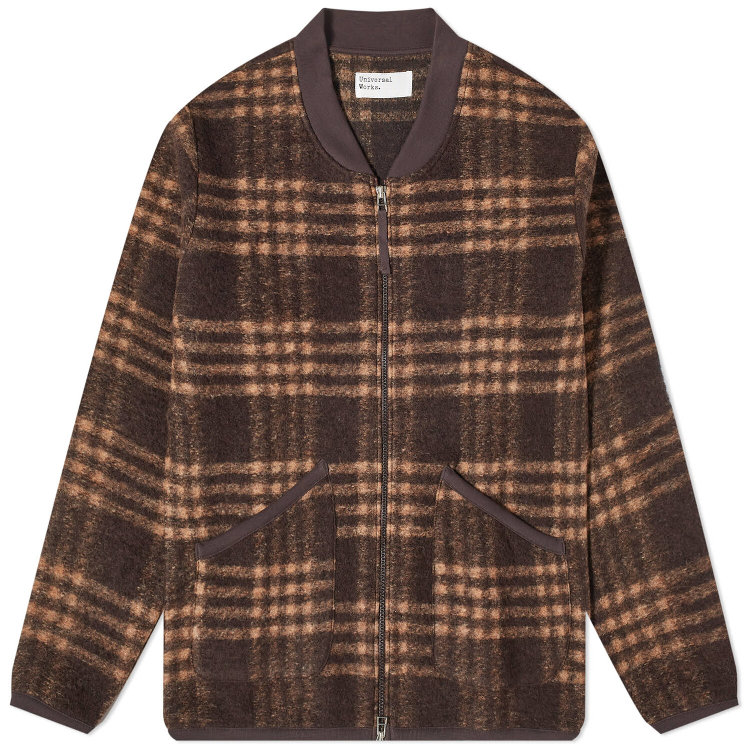 

Куртка Universal Works Duke Fleece Zip Bomber, цвет Brown Check