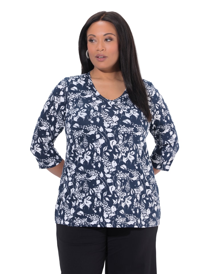 

Ulla Popken Длинная футболка темно-синего цвета, Синий, Ulla Popken Длинная футболка темно-синего цвета