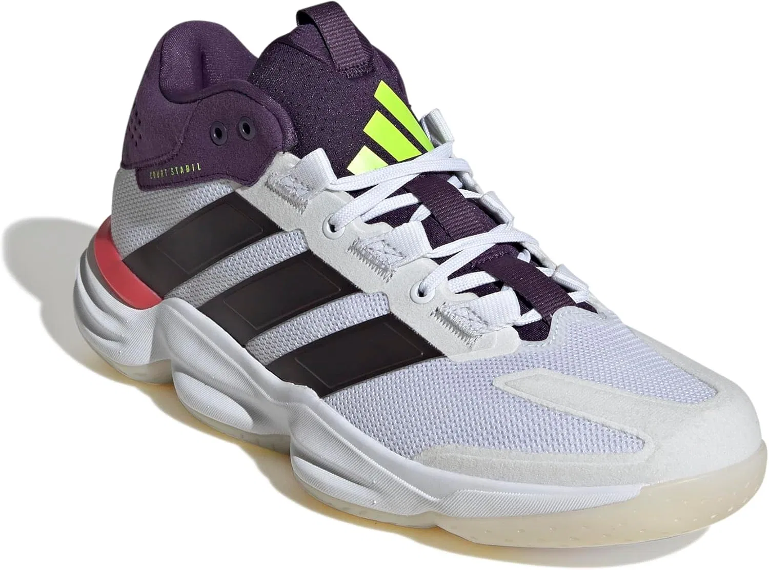 Мужские кроссовки Adidas Court Stable для игры в помещении, Cloud White Aurora Met Aurora Plum — фото 3
