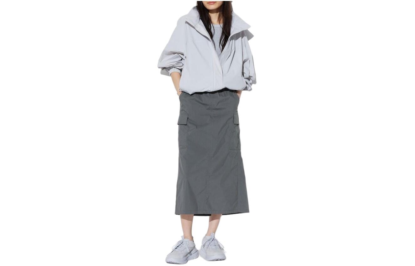 

UNIQLO Женская повседневная длинная юбка, цвет Asphalt Gray