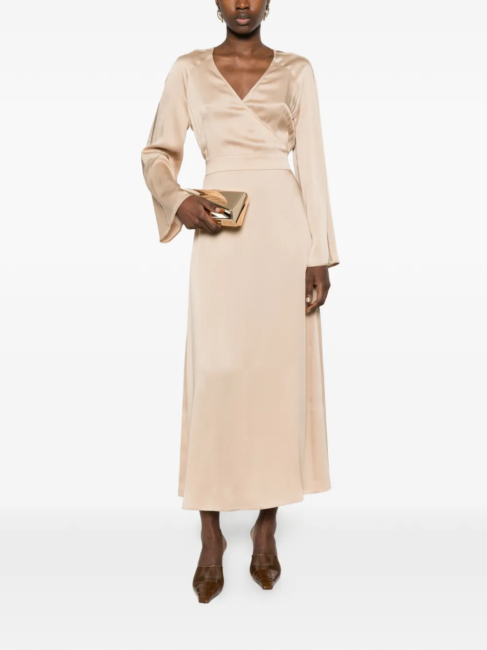 

Макси-платье с V-образным вырезом Fabiana Filippi, бежевый