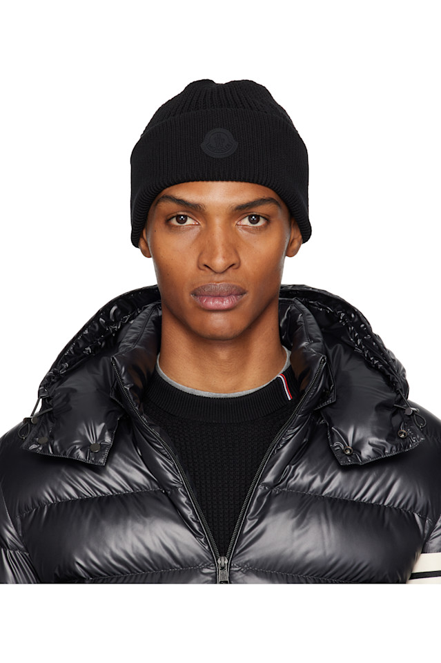 

Хлопковая шапка с логотипом Moncler, черный