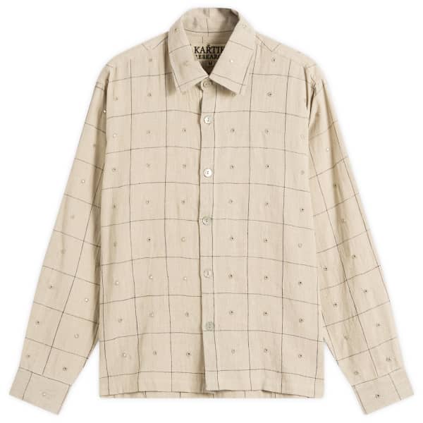 

Вышитая рубашка-зеркало Kartik Research, бежевый/индиго