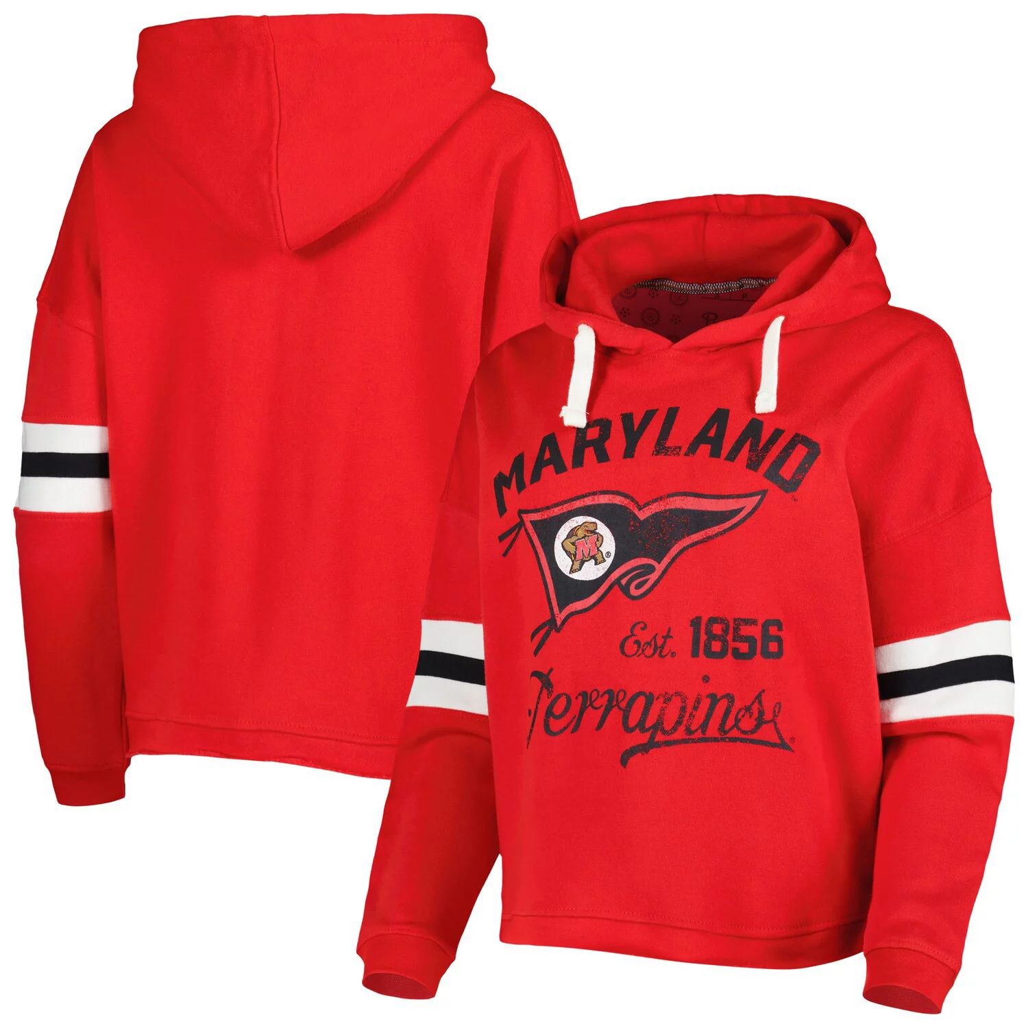 

Женский пуловер с капюшоном Pressbox Red Maryland Terrapins Super Pennant