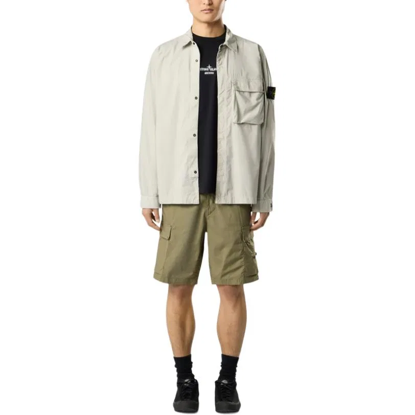 Рубашка-куртка с бейджем Compass Stone Island Dusty Gray — фото 4