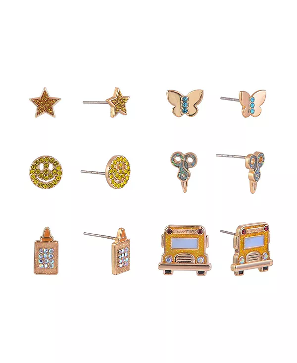 

Набор из 6 сережек-гвоздиков в школьной тематике Hallmark, yellow