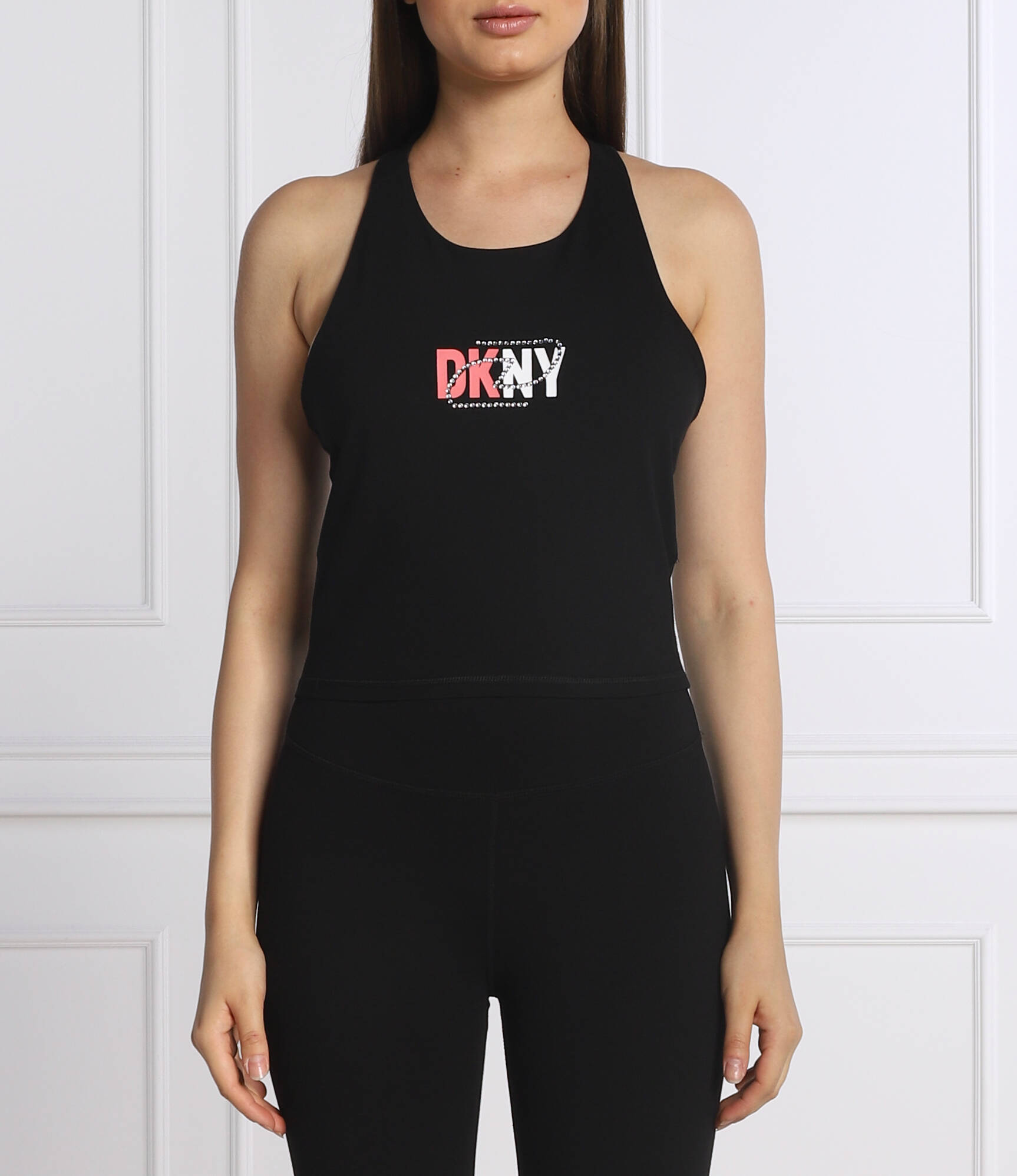 

Топ DKNY Sport rhinestone icon logo slim fit, черный