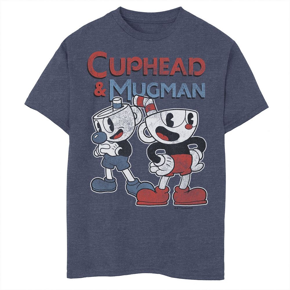 

Мальчики размером 8–20 чашек и футболка Mugman Dynamic Duo Licensed Character, цвет Navy Heather