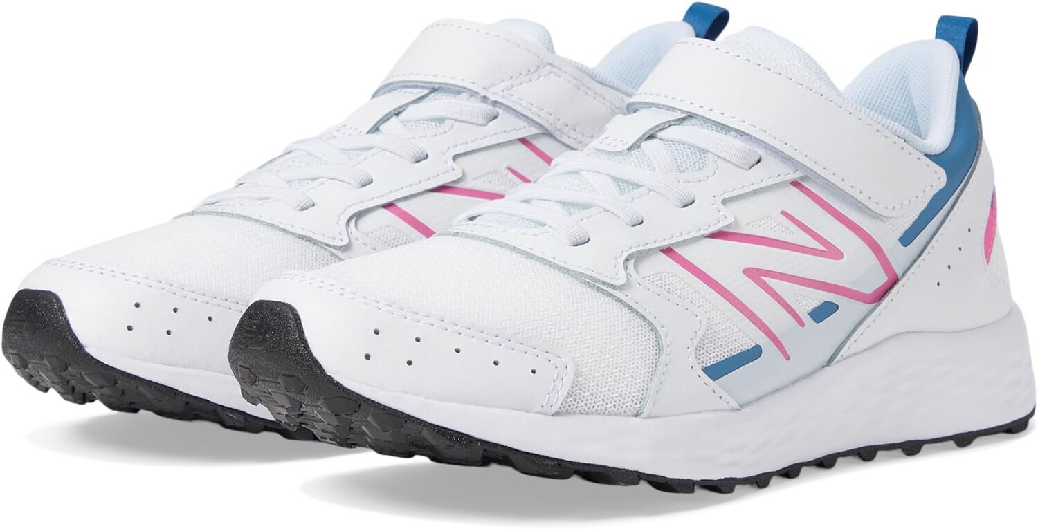 

Кроссовки New Balance Kids Fresh Foam 650 Bungee Lace with Top Strap, цвет White/Real Pink