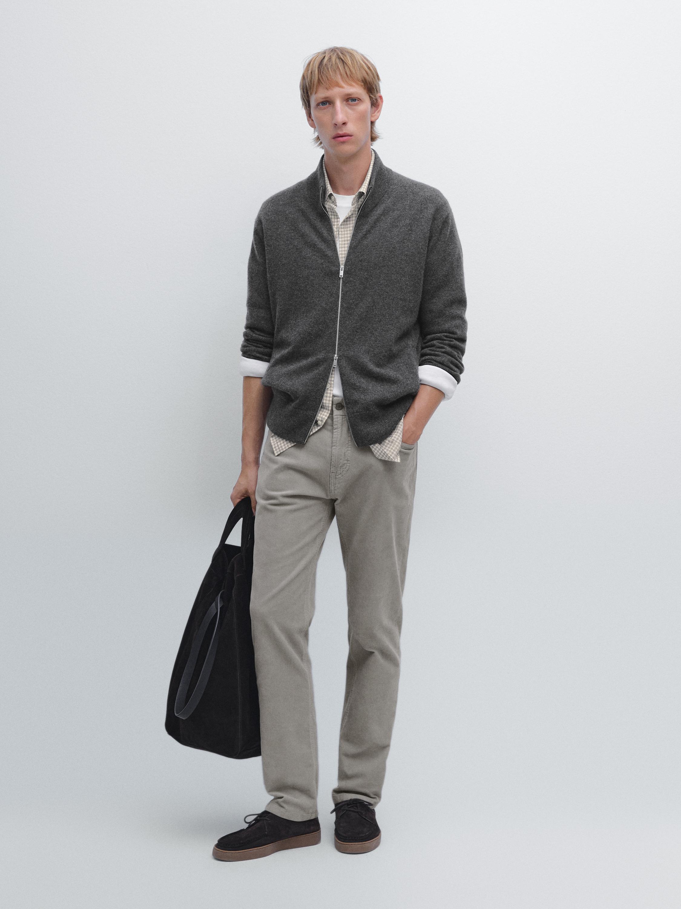 

Узкие вельветовые брюки из денима Massimo Dutti, Pearl Grey