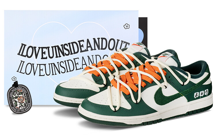 

Кроссовки Nike Dunk Skateboard Shoes Unisex Low-Top Green/Orange/White