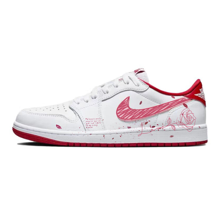 

Кроссовки Air Jordan 1 Vintage Basketball Shoes Unisex Low-top White/red, красный