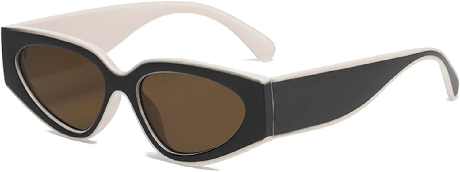 

bullabulling Винтажные солнцезащитные очки «кошачий глаз», модные квадратные очки, стильные ретро-очки для женщин, солнцезащитные очки UV400, Black Beige