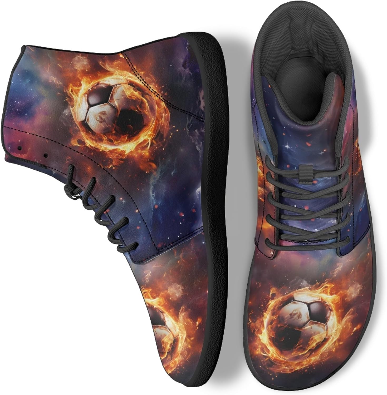 

Кроссовки Novelty Print на высокой подошве для мужчин и женщин, повседневные обувь на шнуровке, босоножки Arleeorkee, Fire Soccer Galaxy