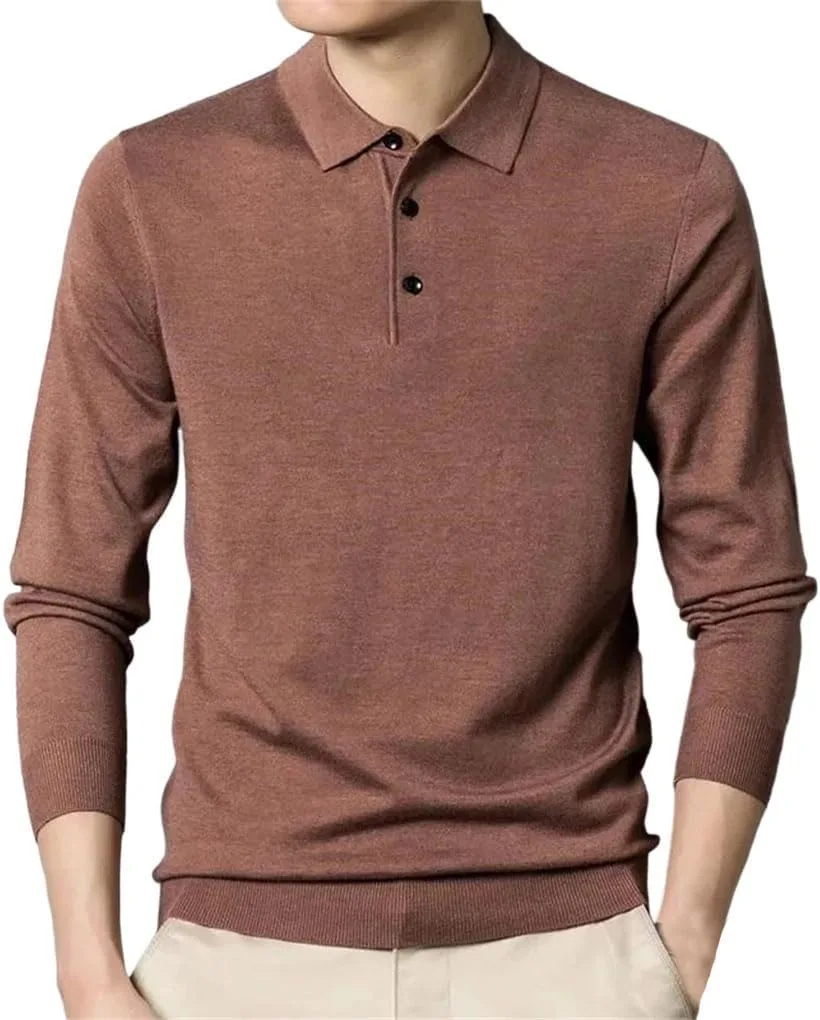 

Мужской пуловер с длинными рукавами и лацканом