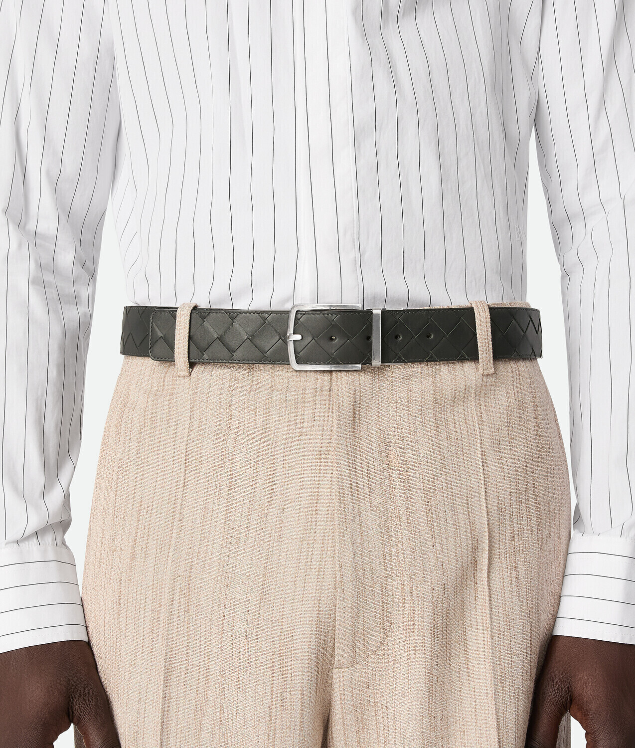 Intrecciato reversible belt BOTTEGA VENETA, графит/ночной — фото 2