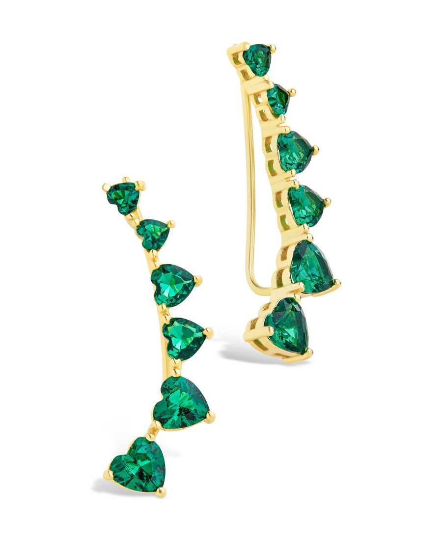 

Серьги-гвоздики Jillian CZ Heart Crawler из стерлингового серебра Sterling Forever, Green/Gold