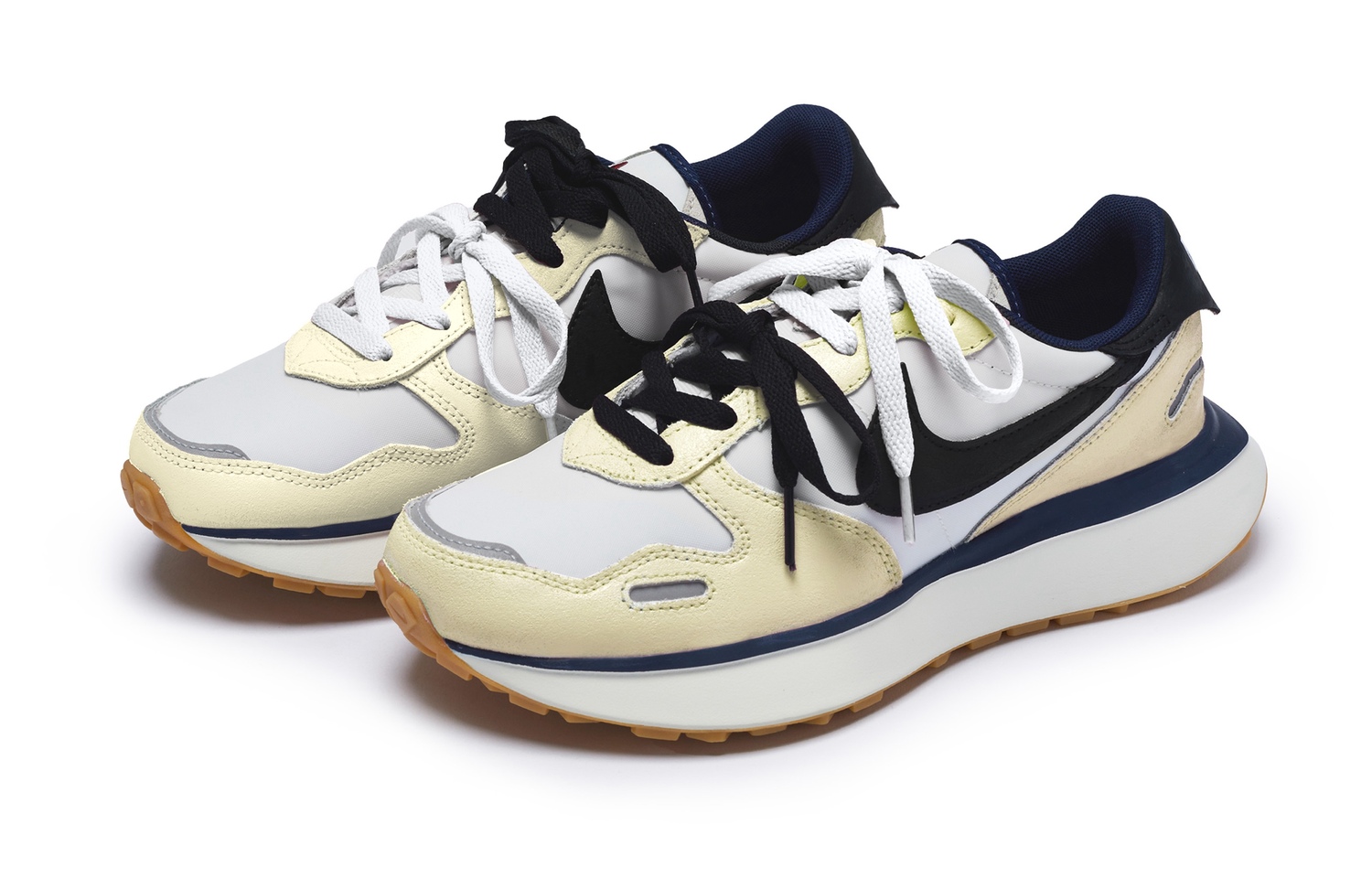 Nike Феникс Вафля Лоу Топ Беговые Кроссовки Женские Желтый Белый Черный, цвет Yellow White Black — фото 4