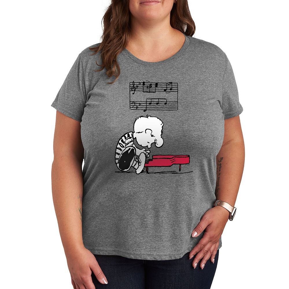 

Футболка Plus Peanuts Schroeder с рисунком фортепиано Licensed Character, цвет Heather Gray