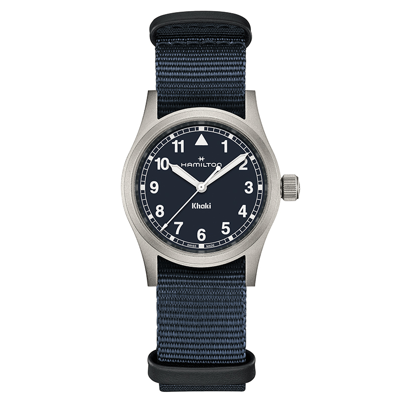 

Hamilton Часы Khaki Field Series Quartz Movement Unisex Watch 38mm Blue Dial Stainless Steel Case Canvas Fabric NATO Strap, Blue