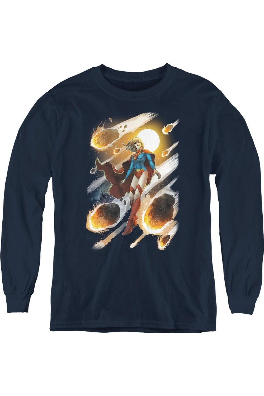 

Футболка с длинным рукавом для подростков Justice League of America Supergirl #1 Gildan, темно-синий