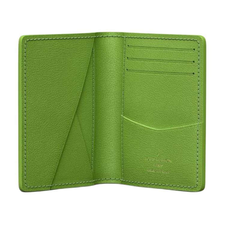 LOUIS VUITTON Кожаный картхолдер Pocket Organizer для мужчин, зеленый — фото 3