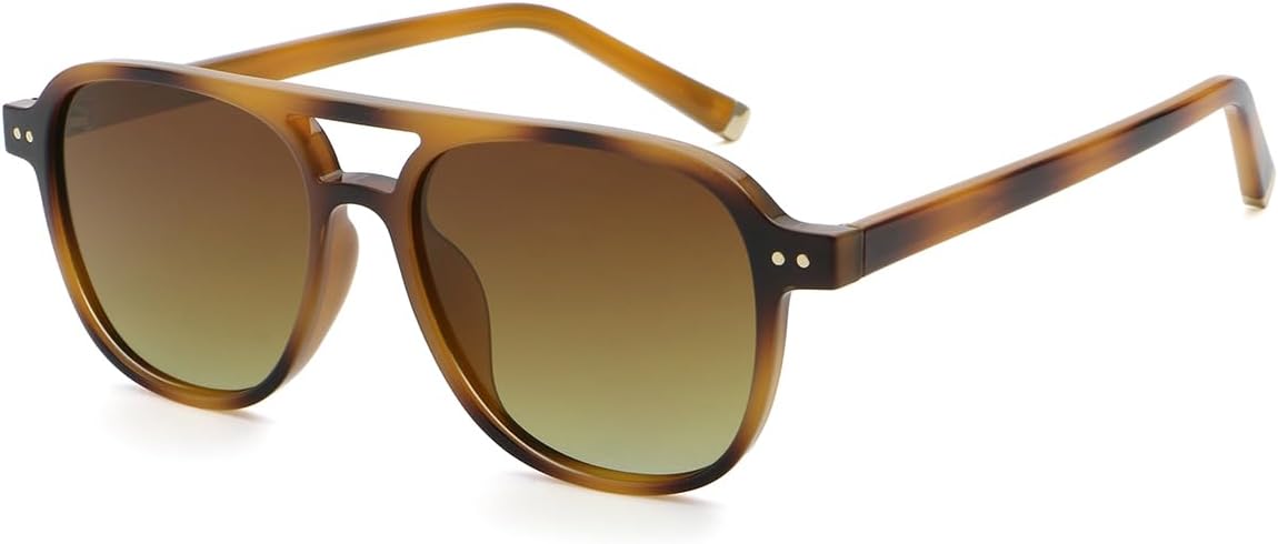 

Мужские поляризованные солнцезащитные очки в стиле ретро, ​​женские с ацетатными дужками, унисекс, с двойной перемычкой, квадратные солнцезащитные очки UV400 weiyuchen, Pattern With Brown