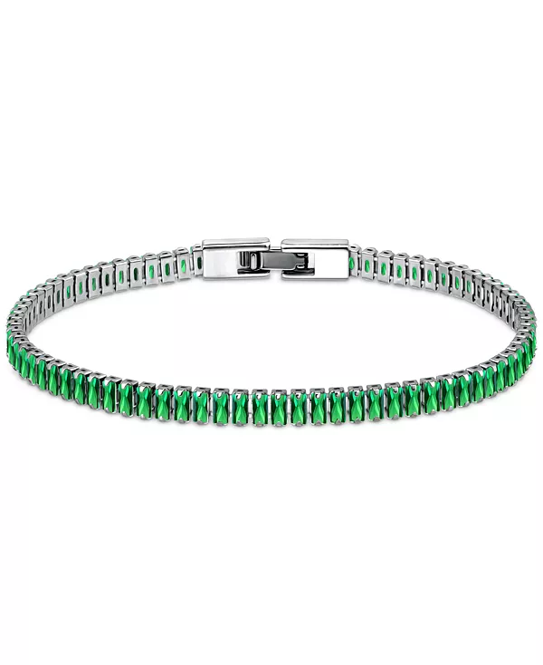 

Теннисный браслет багетной огранки с кубическим цирконием из стерлингового серебра, созданный для Macy's Giani Bernini, green