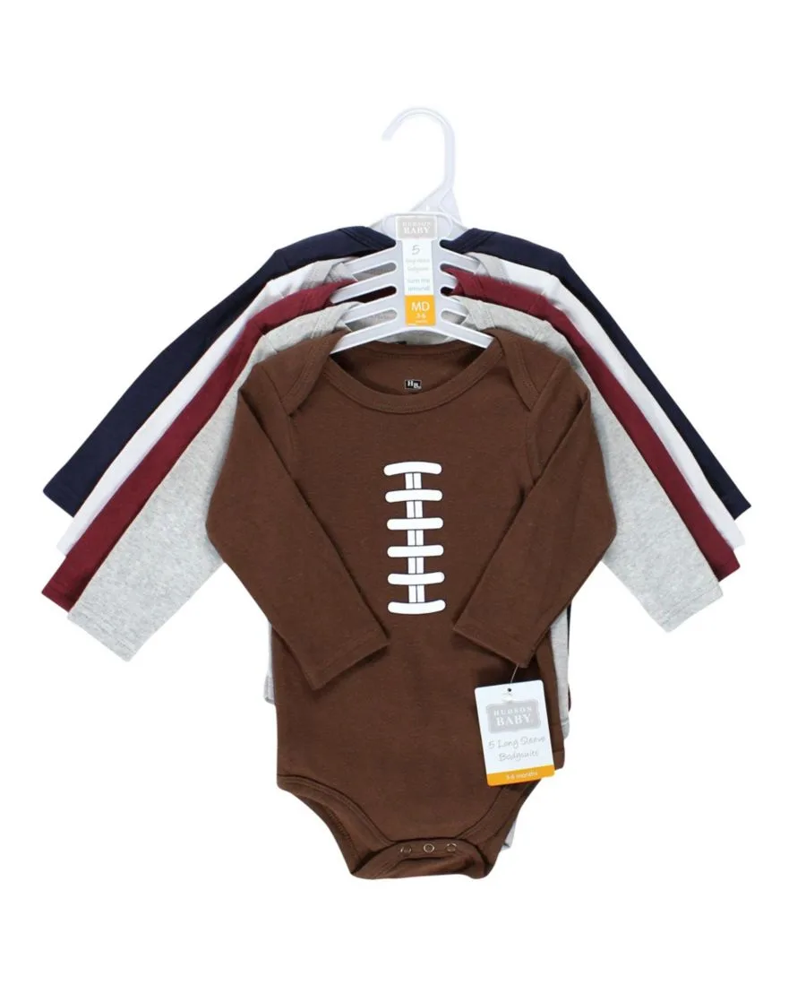 Коллекция из пяти хлопковых боди с длинными рукавами Hudson Baby, Football Buddy — фото 2